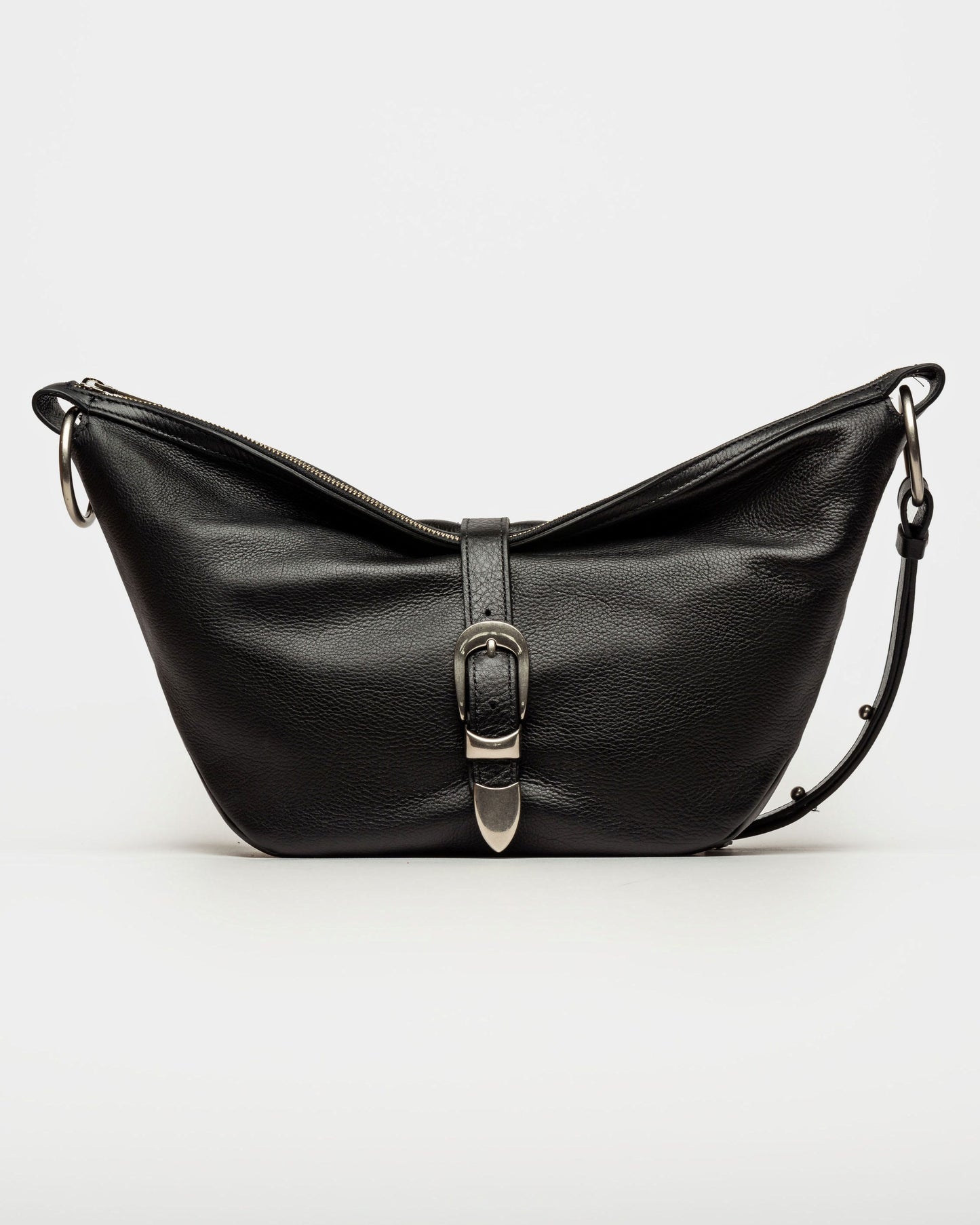 BOLSO BAMBU EN CUERO LISO SATINADO